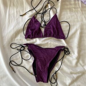 39vii satin purple bikini set